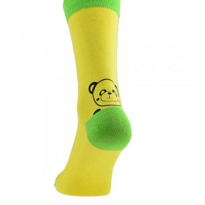 Two Tone Yellow & Green Unisex Cute Panda Socks